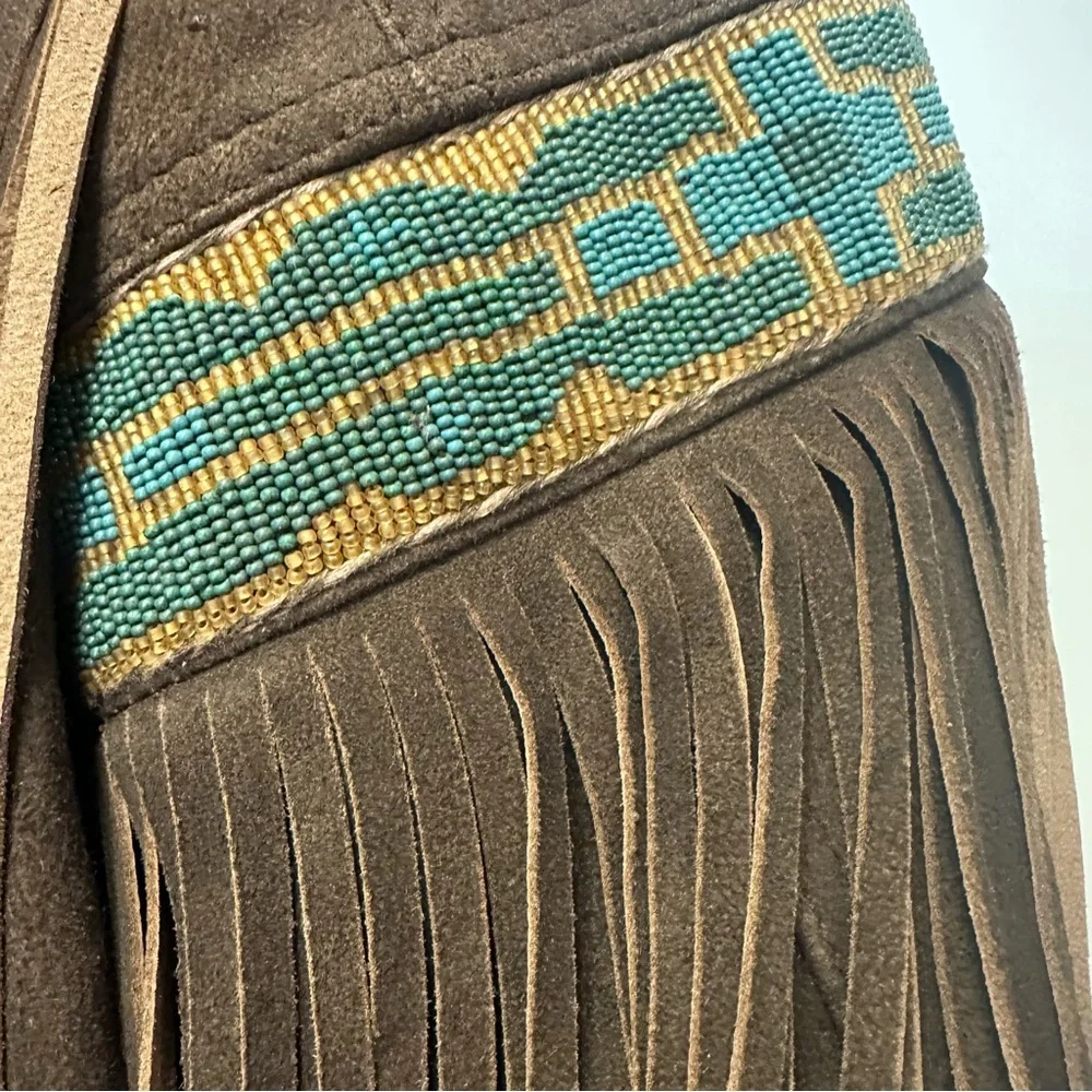 Tasha Polizzi Tan Suede Jacket with Patterned beaded Accents - Picture 5 of 7